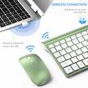 Wireless Keyboard and Mouse Ultra Slim Combo, TopMate 2.4G Silent Compact USB 2400DPI Mouse and Scissor Switch Keyboard Set with Cover, Batteries Included, for PC/Laptop/Windows/Mac - Green White
