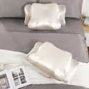 Satin Pillowcase for Cervical Pillows, (Cover Only) Fit for 24.8"x14.96"x5.51"/3.54" Orthopedic Neck Support Pillow, Silky Smooth Pillowcase Cover with Zipper Closure (Champagne)