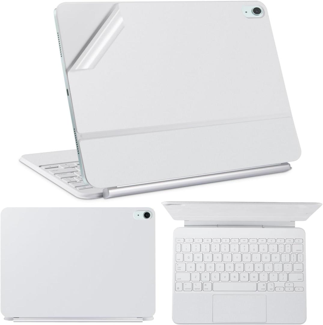 IMMOENUC Protective Skin Sticker for 2025 iPad Air M3 (A3266/A3267) 11-inch Magic Keyboard 3-Side ull Coverage Protective Vinyl Decals Self-Adhesive,Pre-Cut (Top/Bottom/Keyboard Panel)White