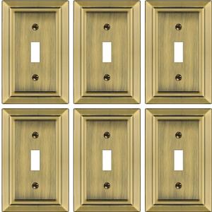 Metal Wall Plate for Light Switch, Decorative Antique Brass Light Switch Cover Plate, Switch Plates Outlet Cover, 1-Gang Wall Plates (Single Toggle, 6 Pack)