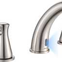 Touchless Bathroom Faucet for 3 Holes with 3 Handles, Controlling Temperature & Adjustable Water Flow, Short & Long Induction Modes, Auto Motion Sensor Brushed Nickel Bathroom Faucet Set 29180