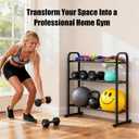 3-Tier Adjustable Dumbbell Rack, Holds 450 Lbs Total, Multi-Purpose Storage Stand for Dumbbells, Kettlebells&Weight Plates - Space Saving Home Gym Organize