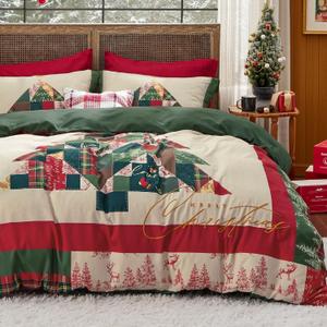 Bedsure Christmas Duvet Cover Twin - Holiday Bedding Set Featuring a Festival Tree Pattern, Cute Kid's Bedding Set, Includes 1 Duvet Cover and 1 Pillow Sham (Twin, Christmas Tree) (Twin (68" x 90"), 02 - Christmas Tree (No Comforter))