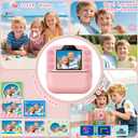 Kids Camera Instant Print, Toddler Toys Christmas Birthday Gifts for Girls Boys, Portable Digital Camera 64GB SD Card, Kid Toy for Ages 3-12 Girl Xmas Gift for 3 4 5 6 7 8 9 10 Year Old, Pink
