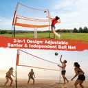 2-in-1 Volleyball Training Equipment, Adjustable Height Practice Net System with Ball Return, Portable Volleyball Net for Backyard Indoor Outdoor Hitting Serving Passing Drills, 6.5 to 8 FT