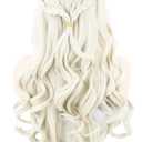 Topcosplay Women Wigs Beige Long Curly Wavy Cosplay Halloween Costume Party Wigs