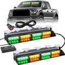 Nilight 32LED Amber Green Emergency Dash Strobe Lights with Controller Suction Cups Warning Hazard Interior Front/Rear Windshield Deck Split Light Bar for Truck Construction Vehicle