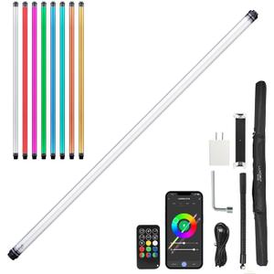 P120 RGB Handheld Photography Light, APP Control 1350 Lumen LED Video Light Wand 360Full Color 12 Lighting Modes CRI95 IP68 Waterproof Built-in Rechargeable Battery 3000k 5750k Colorful Stick