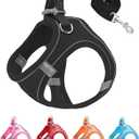 XXXS Black Soft Mesh Dog Harness and Leash Set,No Escape Puppy Harnesses for Training Walking Reflective Adjustable Puppy Vest for Small Medium Dogs, Cats (Black, XXXS)