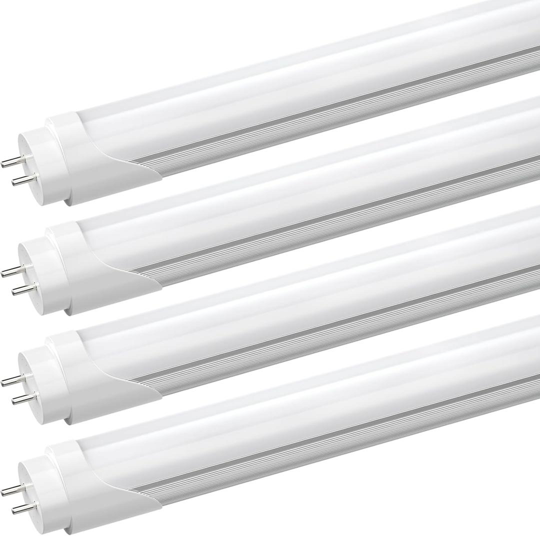 JESLED T8 4FT LED Type A+B Light Bulbs, 24W 3000LM 5000K Daylight White, Plug and Play or Ballast Bypass, 4 Foot Flourescent Tube Replacement, ETL Listed, Dual-end, Frosted, Warehouse Lights 4Pack