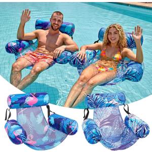 Inflatable Pool Float Chair - 2 Pack Pool Floats Adult Heavy Duty, Water Floating Lounge Chairs, Blow up Floaties Adults for Summer Fun Party Lake Beach