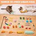 34Pcs Feather Wand Catnip Toy Set, Kitten Toys with Soft Pillow and Chew Rope, Interactive Cat Toys for Indoor Cats, Cat Play Set with Springs Balls and Bells