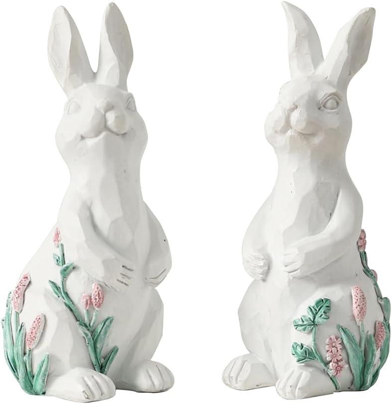 Easter Decorations for Home - Bunny Decor - Easter Bunny Statues for Indoor Tabletop Decor,Adorable Small Rabbit Figurines for Easter Table Decor,Home,Office,Gifts