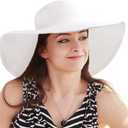 Women's Wide Brim Sun Hat - UV Protection Floppy Straw Sunhat Summer Beach 7 1/4 (Large)