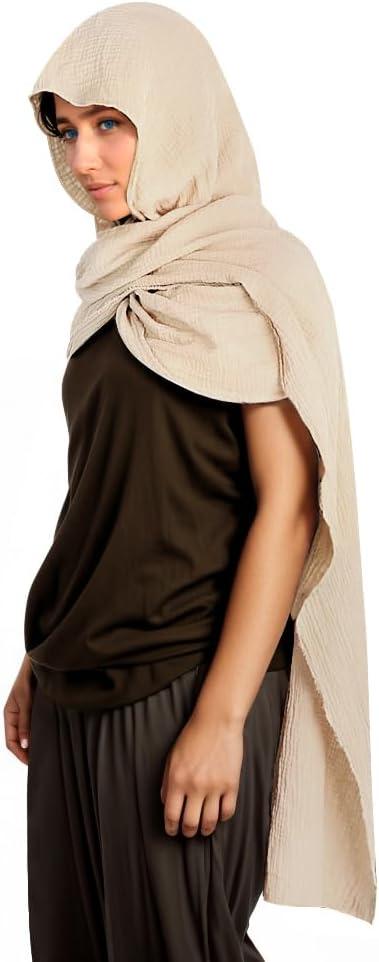 Unisex Fashion Shawl Scarf Capes Medieval Cape Shawl Scarfs Hooded Linen Hooded Cowl (Light Khaki)