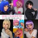 MOSINA 613 Blonde Bob Wig - Short 613 Blonde Straight Bob Wigs with Bangs for Women, Colorful Short Hair Wig, Cute Synthetic Wigs for Cosplay, Daily, Halloween (12inch)