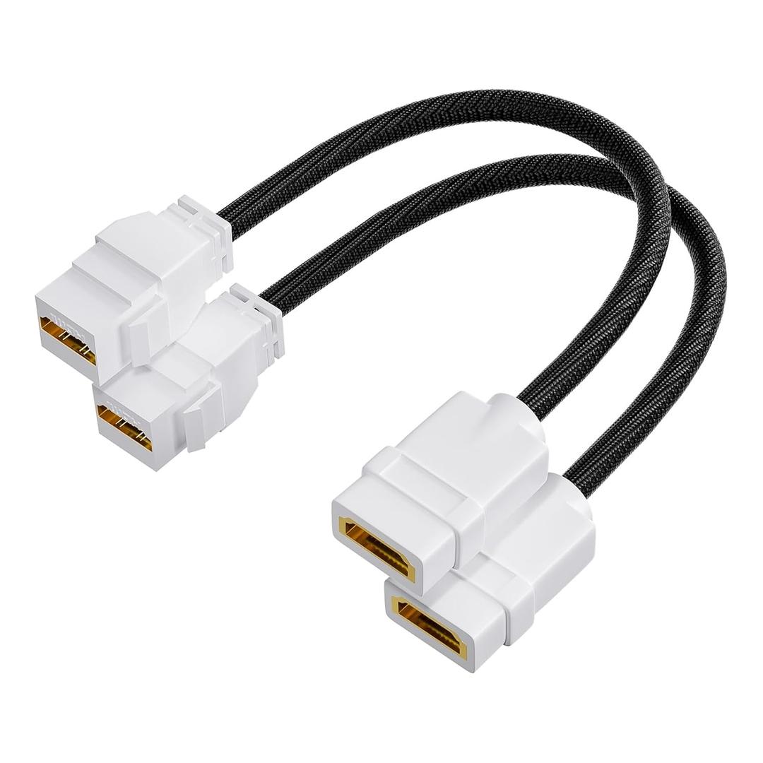 VCELINK HDMI 2.1 Keystone Jack and Coupler 7.09 in, Female to Female Pigtail Cable HDMI Coupler for Keystone Wall Plate, HDTV, Game Console, Laptop, Support 8K@60Hz & 4K@120Hz, 2 Pack