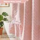 Siiluminisoy Pink Shower Curtain with Tassel Woven Fabric Boho Shower Curtain Cute Farmhouse Textured Tufted Chevron Striped 72 x 72 Bathroom Shower Curtain