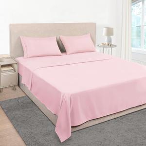 Mejoroom King Size Sheet Set - Soft Microfiber Bed Sheets,Deep Pocket Fitted Sheet, Soft, Breathable, Wrinkle & Fade Resistant - 4 Piece (King, Blush Pink)
