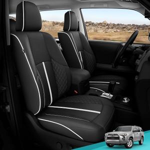 for Toyota 4Runner Seat Covers 2011 2012 2013 2014 2015 2016 2017 2018 2019 2020 2021 2022 2023 2024, Custom Fit Car Seat Covers Full Set, Waterproof Leather, for 5-Seater Model - Blackwhite