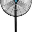 Tornado - 30 Inch Commercial Industrial 3 Aluminum Blade Stationary Pedestal Oscillating Fan, High Velocity 8500 CFM, UL Safety Listed, Black