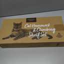 Chasing Tails Cat Wall Shelves - Four Step Cat Shelf with Scratch Board, Mounted Cat Shelves, Sturdy Cat Wall Furniture for Indoor Cats, Kittens - Extra Cat Wall Hammock Cover Included