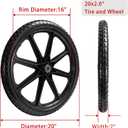 Parts Camp 20" Flat Free Tire Cart Wheels Replacement Rubbermaid Wheelbarrow Wheels Garden Cart Replacement Wheel With 5/8" 3/4" Bearing For Utility Carts/Lawn Cart/Wheelbarrow 2PACK