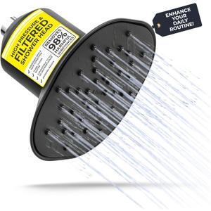 Afina Filtered Shower Head | High Pressure Shower - Reduces Dry Itchy Skin, Dandruff, Eczema, & Dramatically Improves Condition of your Skin, Hair & Nails (Black) (Black)
