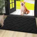OLANLY Indoor Door Mat, 36x24, Dirt Resistant and Absorbent, Sturdy Non-Slip Rubber Backing, Easy to Clean, Washable Low-Profile Doormat for Entryway, Black