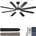 60'' Ceiling Fans with Lights - Modern Black Ceiling Fan Remote/APP Control, Dimmable, Quiet DC Motor Ceiling Fan for Indoor/Covered Outdoor