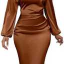 Yiershu Women's Sexy Fall Off Shoulder Bodycon Dress Elegant Long Sleeve Formal Cocktail Party Midi Maxi Dresses, XXL