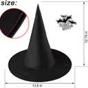 2 x 8Pcs Floating Witch Hats, Halloween Witches Hats Decor, Floating Porch Indoor Outdoor Hocus Pocus Decor Party Supplies, Black