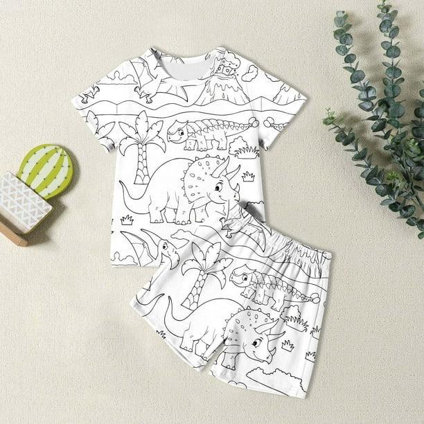 Girls Pajamas Kids Boys and Girls Summer Diy Easter Print Pajamas Set Short Sleeve T Shirt and Shorts 2 Piece Outfit Pyjama Ado Fille White 4Y