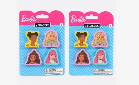 Barbie 4 Erasers 4 pack