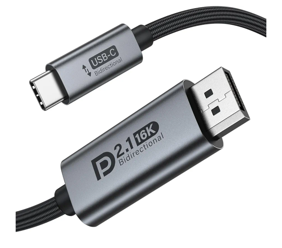 Bidirectional USB C to DisplayPort 2.1 Cable, 16K DisplayPort to USB C Cord 6.6ft, 16K@60Hz 8K@240Hz/120Hz Premium Aluminum Plug & Play Compatible with MacBook Pro/Air, Laptop, Graphics Card