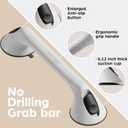 ABLECARE 2 Pack 16 Inch Elderly Heavy Duty Shower Handle, Seniors Grab Bars for Bathtubs, Suction Cup Removable Handrails, Safety Bathroom Grip for Handicap (White and Black)