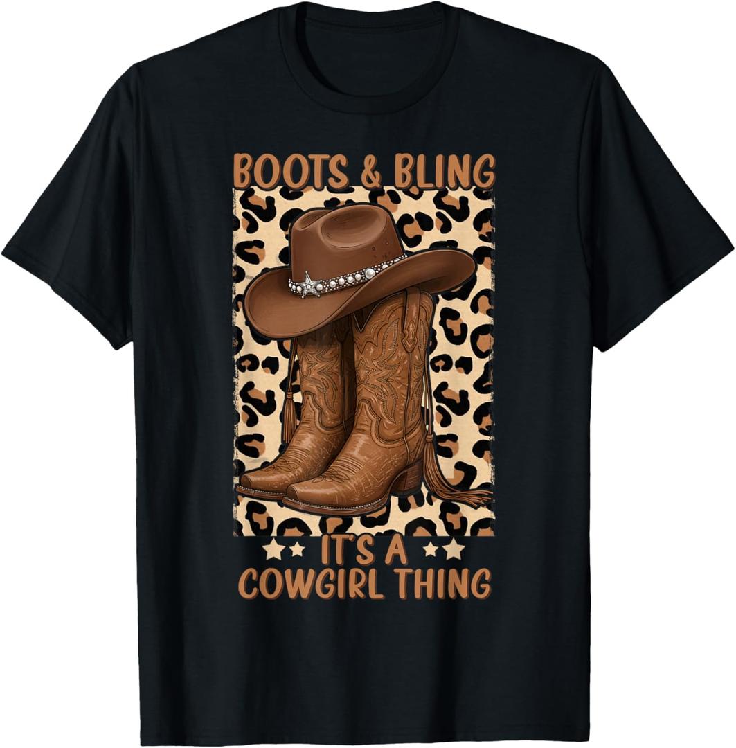 Boots and Bling its a Cowgirl Thing Rodeo Love Country Girls T-Shirt, XXL