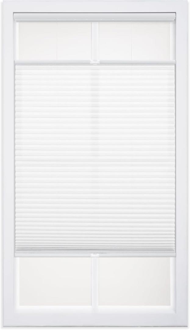 DEZ FURNISHINGS Cordless 1" Light Filtering Top Down Bottom Up Cellular Shade, 24.5"W x 64"H, White