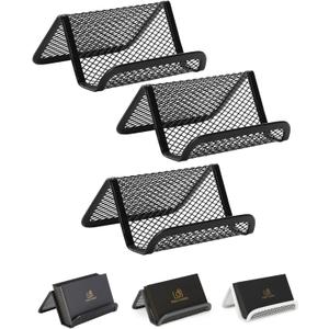 Mr. Pen- Metal Mesh , 3 Pack, Black, Card Holder for Desk Business Cards, Desk Card Holder for Office, Business Card Stand