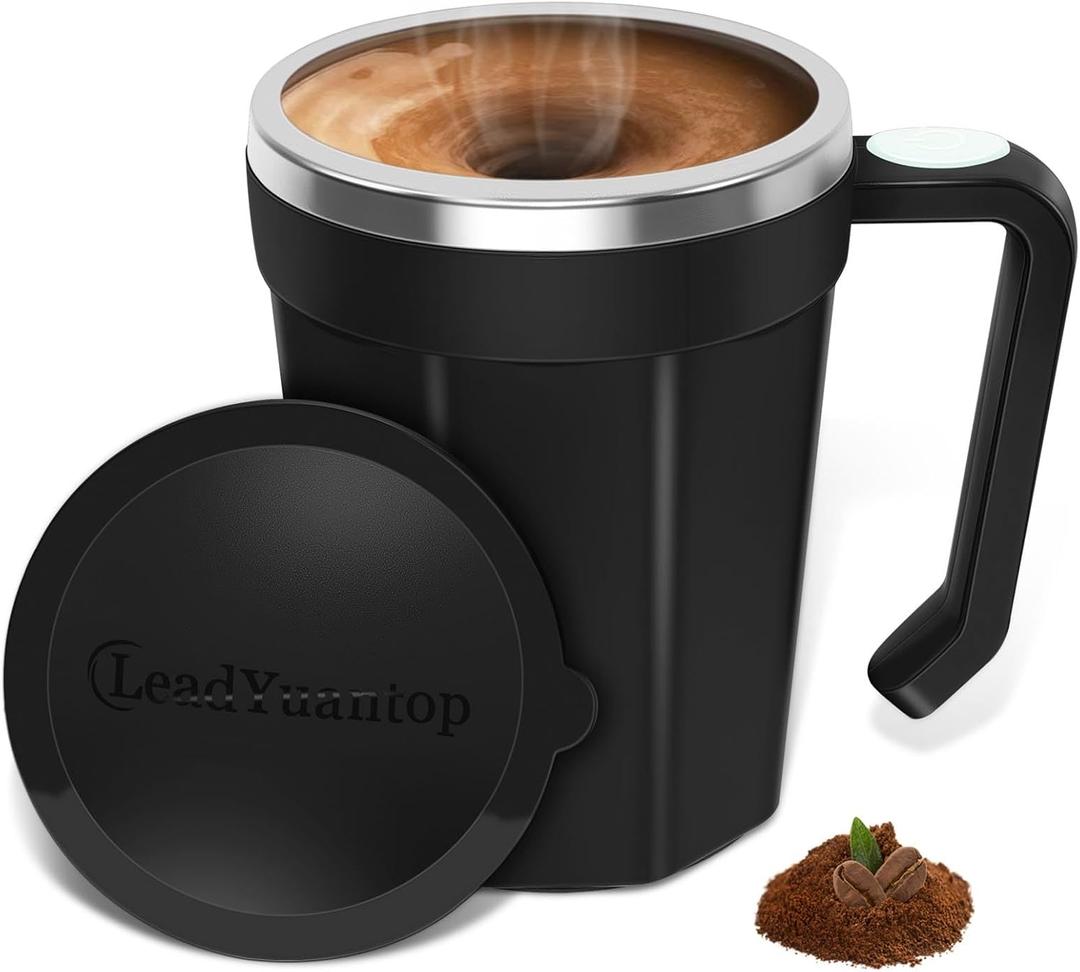 LeadYuantop Self Stirring Coffee Mug, 18 oz Automatic Magnetic Electric Mixing Cup Stainless Steel Travel Cup for Coffee, Chocolate, Milk, Tea, Office, Home, Kitchen (Deep Navy)