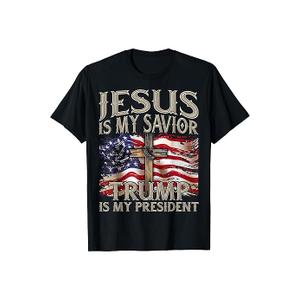 Jesus Is My Savior Trump Is My President American Flag T-Shirt XL