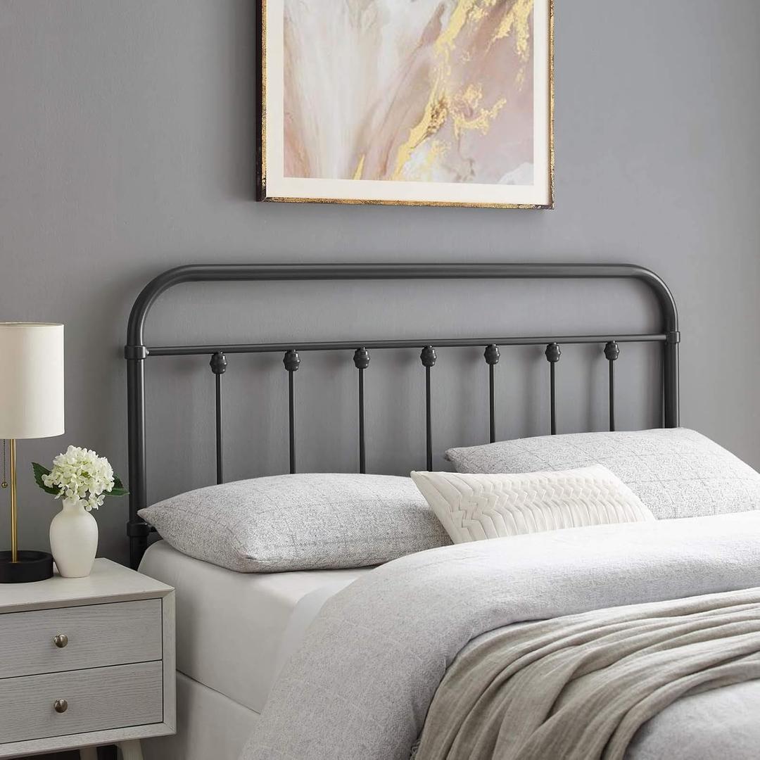 Modway MOD-6154-GRY Sage Queen Metal Headboard, Gray, Queen