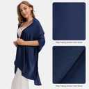 Satin Shawl Wraps for Women with Free Buckle Evening Dresses Wedding Bridal Party Silky Shawl Scarf Formal Cover Up, Navy Blue