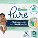 Pampers Pure Protection Baby Diapers, Size 0 (>10 lbs), 76 Count, Up to 100% Leakproof, Premium Plant-Based Skin Protection, Hypoallergenic Soft Diapers