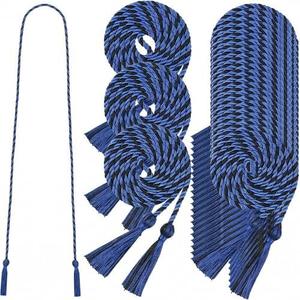 24 pcs Graduation Honor Cords 68" Grad Braided Honor Cord with Tassel Honor Rope Grad Cords Bulk for Graduation Students Bachelor Master Doctoral Gown Grad Decor (Blue and Black)