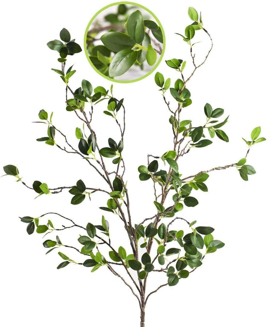 Artificial Plant 43.3 Inch Green Branches Leaf Shop Garden Office Home Decoration (6 pcs)