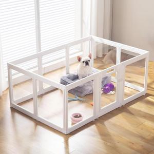 Clear Acrylic Plastic Dog Playpen Indoor - Easy Assemble Small Pet Play Pen for Puppy Cat Rabbit Pig Transparent Fence Enclosure Crate Kennel Whelping Cage (White, 10 Panel)