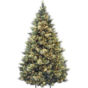 National Tree Company 7.5 ft Pre-Lit Carolina Pine Artificial Christmas Tree, 1,000 Clear Lights, 1,399 Tips, Includes Stand, Green