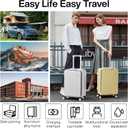 mixi Carry On Luggage with Cup Phone Holder and Charger Hard Shell Suitcases with Spinner Wheels,20 Inch Lark Yellow