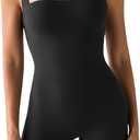 Sunzel Athletic Romper for Women Workout Tank Top Bodysuit One Piece Buttery Soft Jumpsuit Scrunch Shorts Yoga Gym Outfit (Medium, Black)